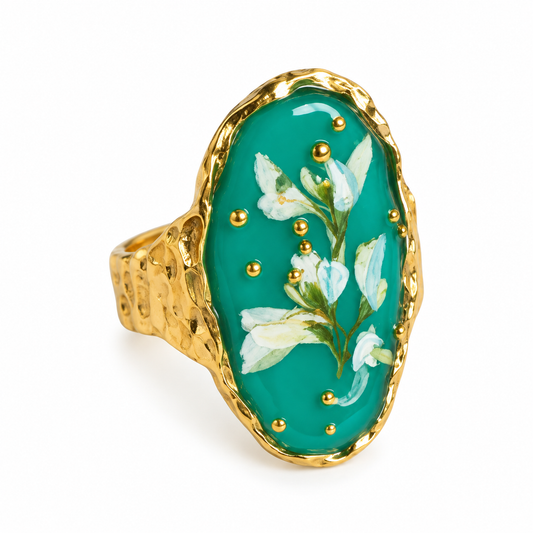 Bague florale Émeraude sauvage