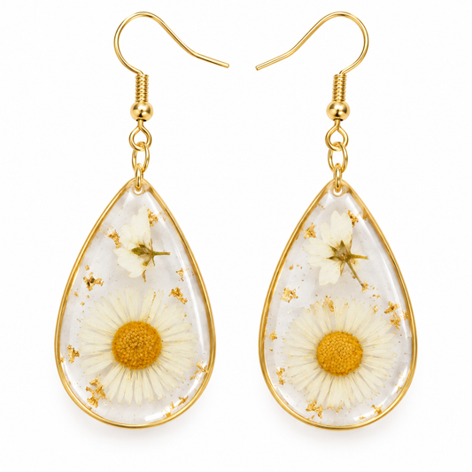 Boucles d’oreilles Marguerite poudrée