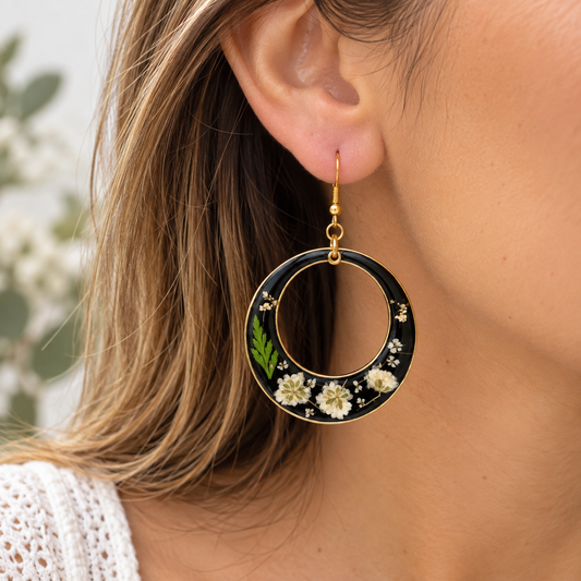 Boucles d’oreilles Lune végétale