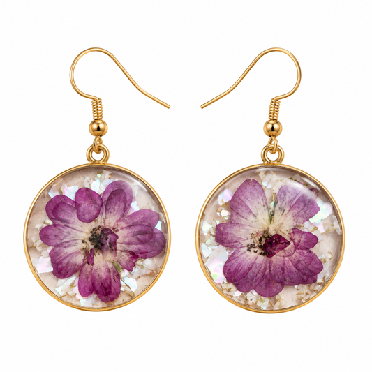 Boucles d’oreilles Ronde Rose mauve