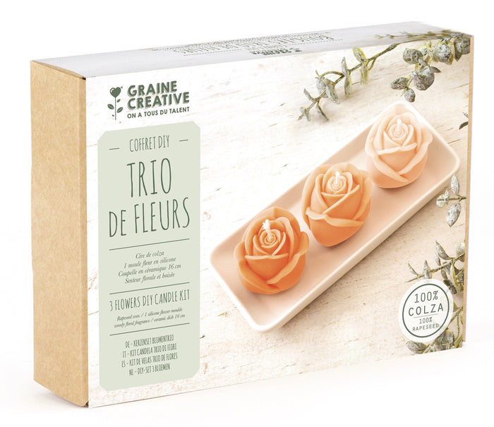Kit DIY Trio de bougies fleurs