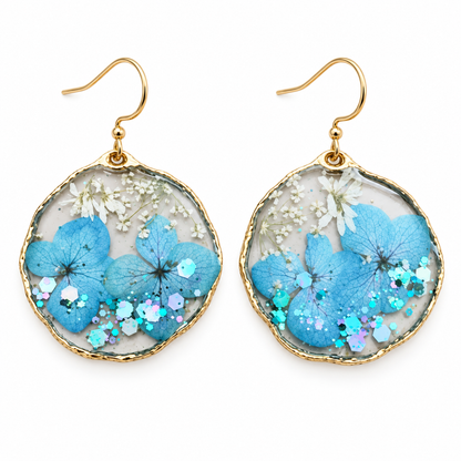 Boucles d’oreilles Bleu hortensia