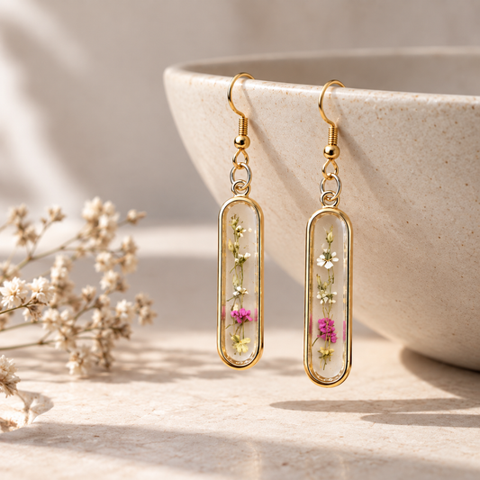 Boucles d’oreilles longues Rose tendre