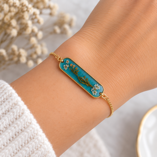 Bracelet fleuri Bleu des champs