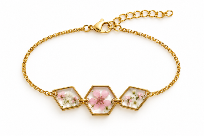 Bracelet fleuri Douceur poudrée