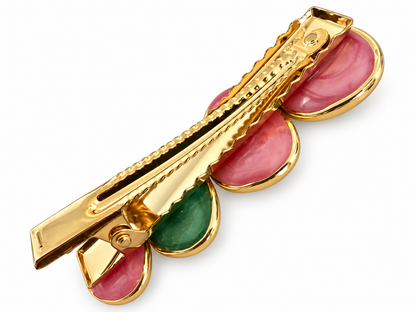 Barrette florale Jardin rosé