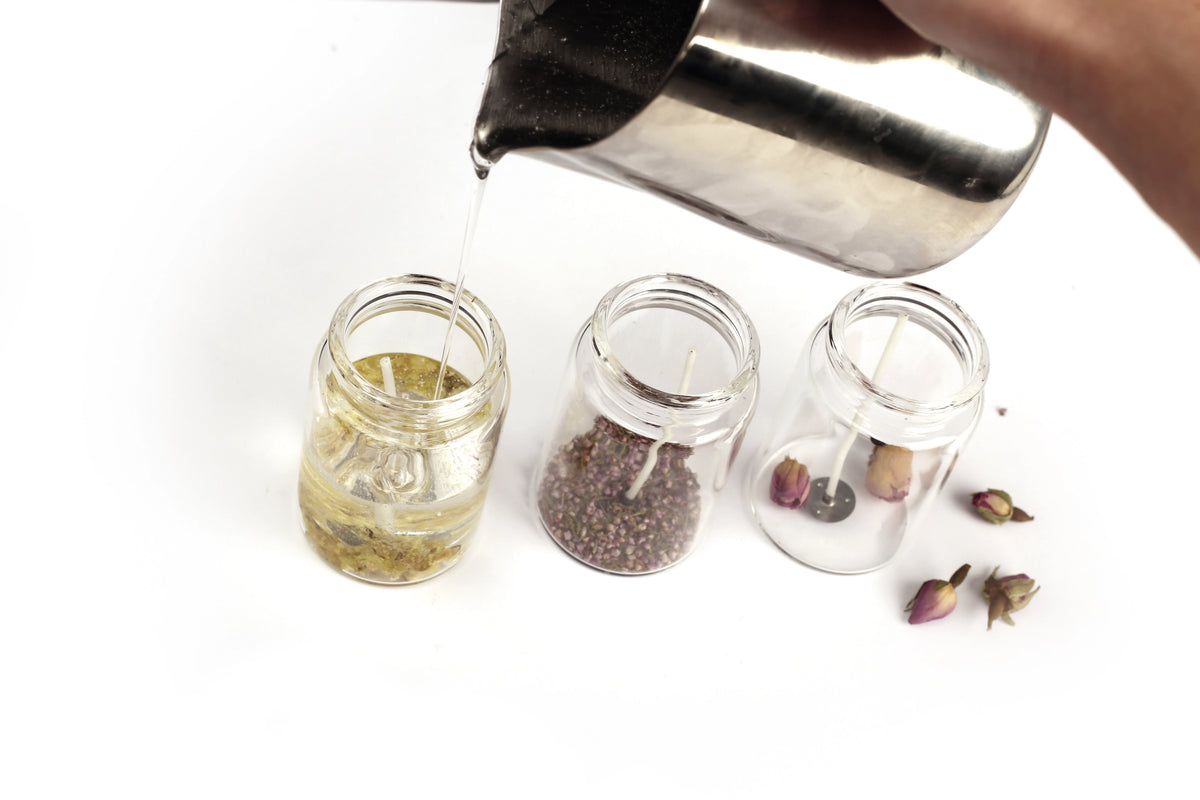 Kit 3 bougies cristal aux fleurs