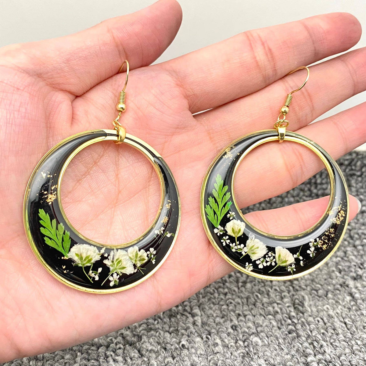 Boucles d’oreilles Lune végétale