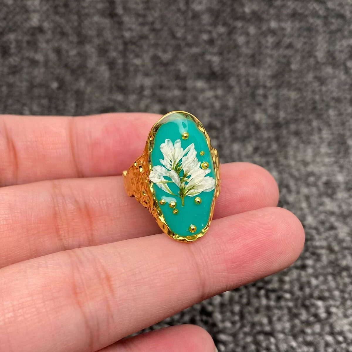 Bague florale Émeraude sauvage