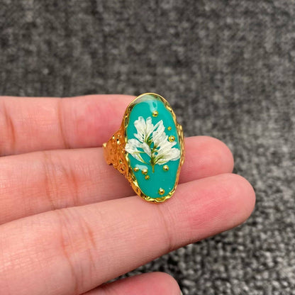 Bague florale Émeraude sauvage