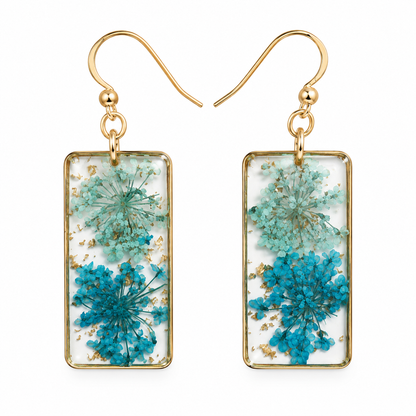 Boucles d’oreilles florales rectangulaires