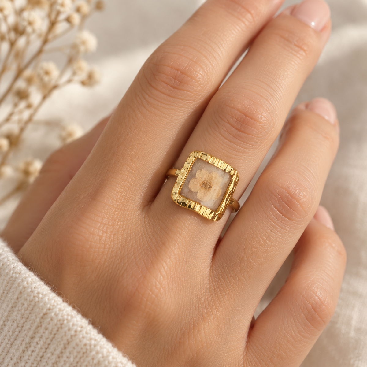 Bague florale Rose tendre