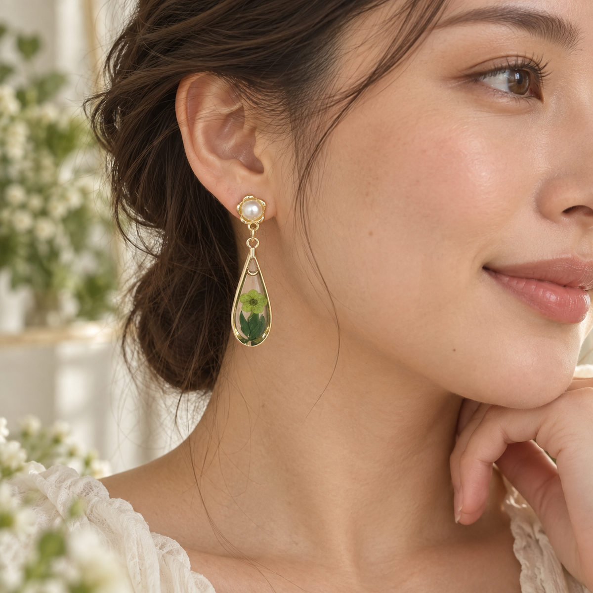 Boucles d’oreilles Goutte botanique
