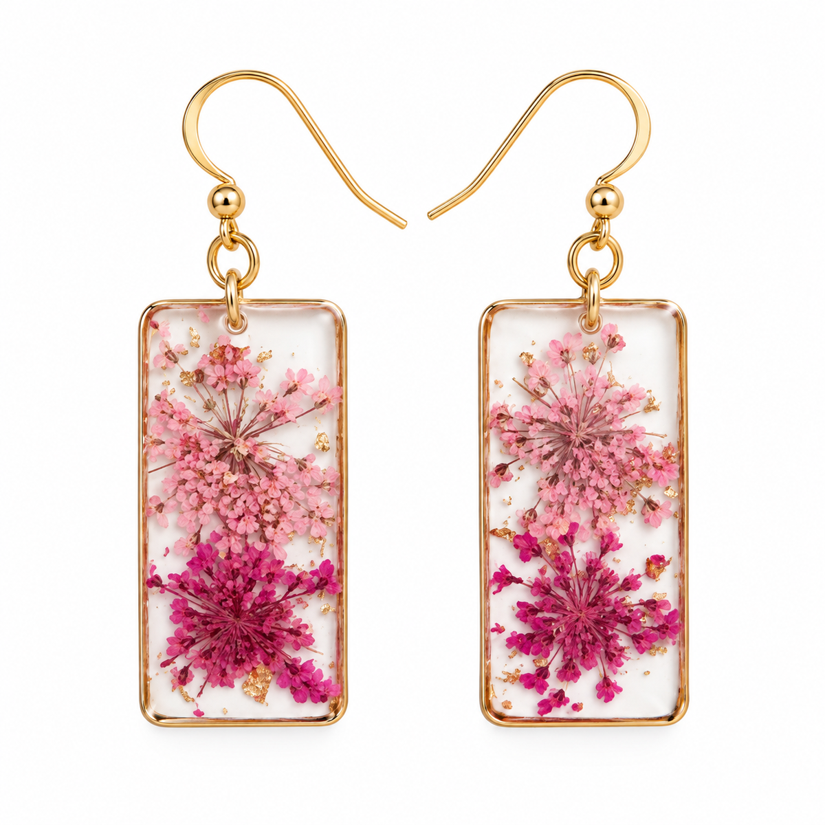Boucles d’oreilles florales rectangulaires