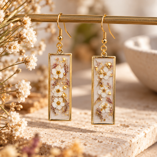 Boucles d’oreilles Rectangle Jonquille