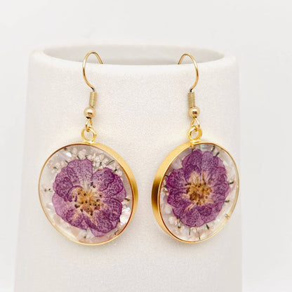Boucles d’oreilles Ronde Rose mauve