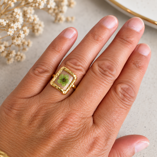 Bague florale Vert anis