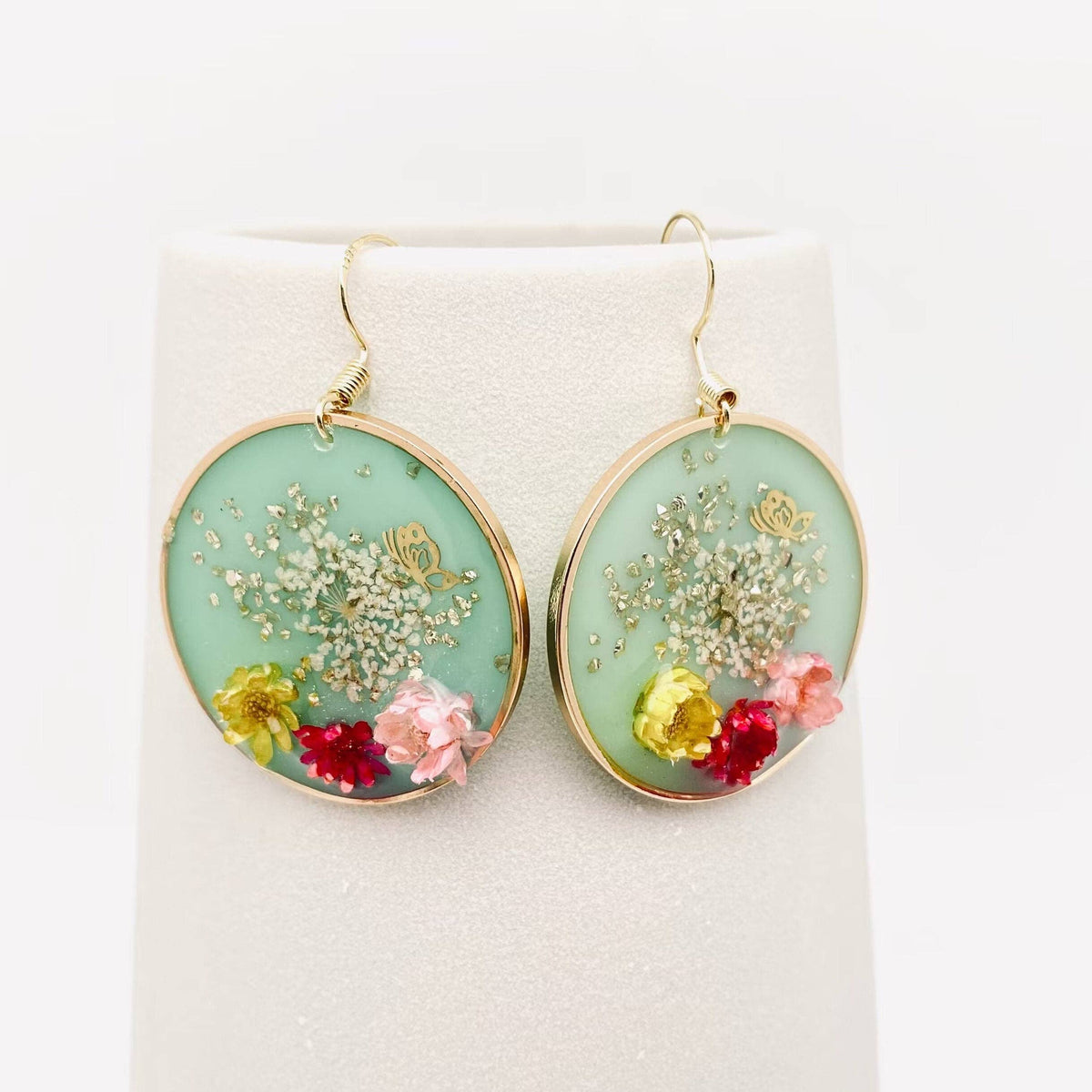 Boucles d’oreilles Rondes Vert d’eau
