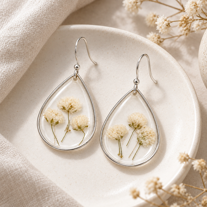 Boucles d’oreilles Goutte de Gypsophile