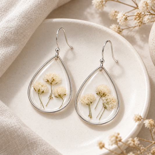 Boucles d’oreilles Goutte de Gypsophile