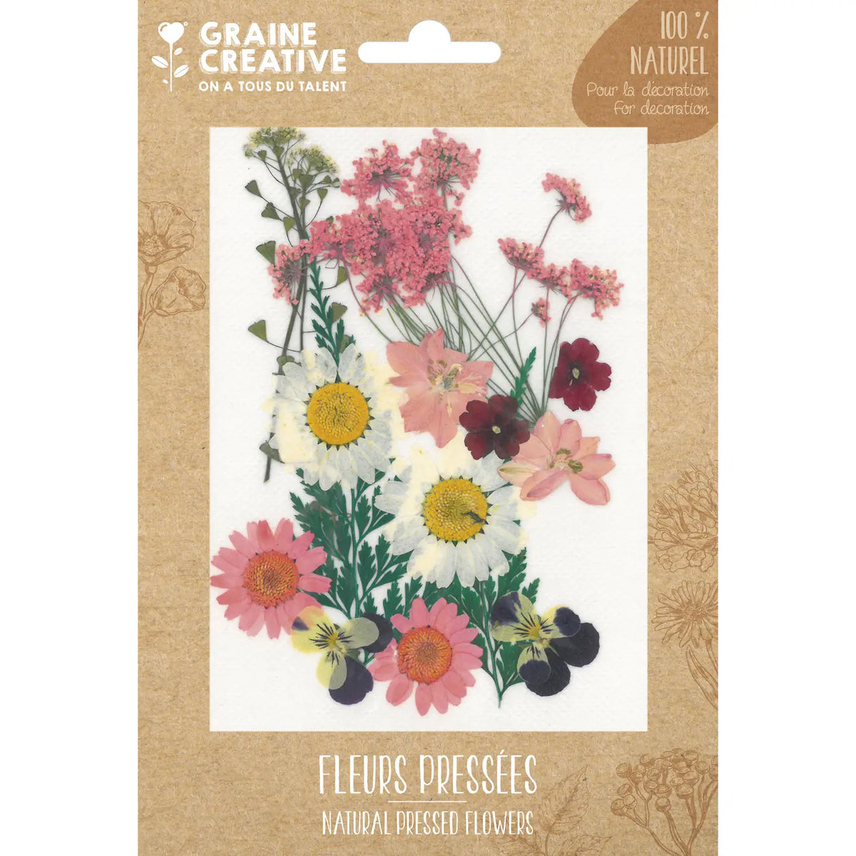 Fleurs de prairie naturelles pressées Rose