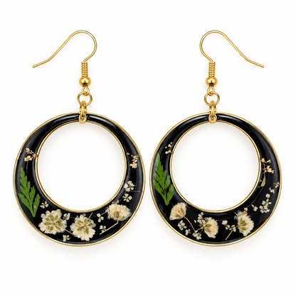 Boucles d’oreilles Lune végétale