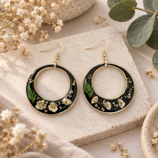 Boucles d’oreilles Lune végétale