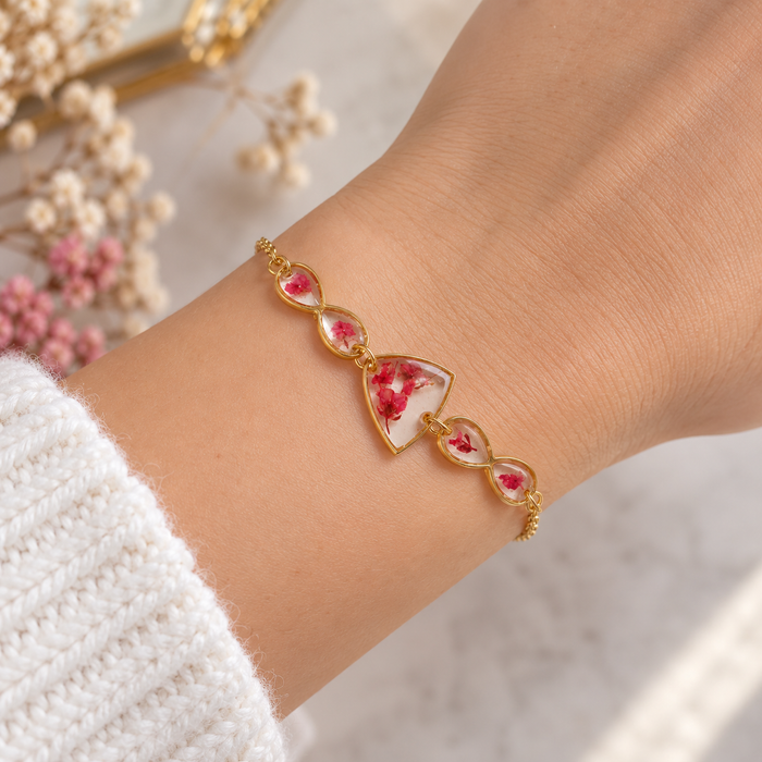 Bracelet fleuri Éclat grenadine