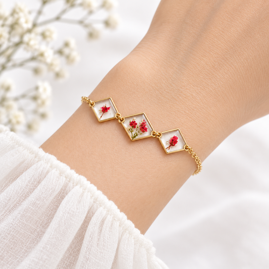 Bracelet fleuri Alyssum doré