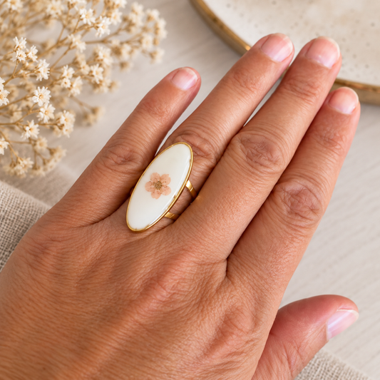 Bague florale Éclat corail