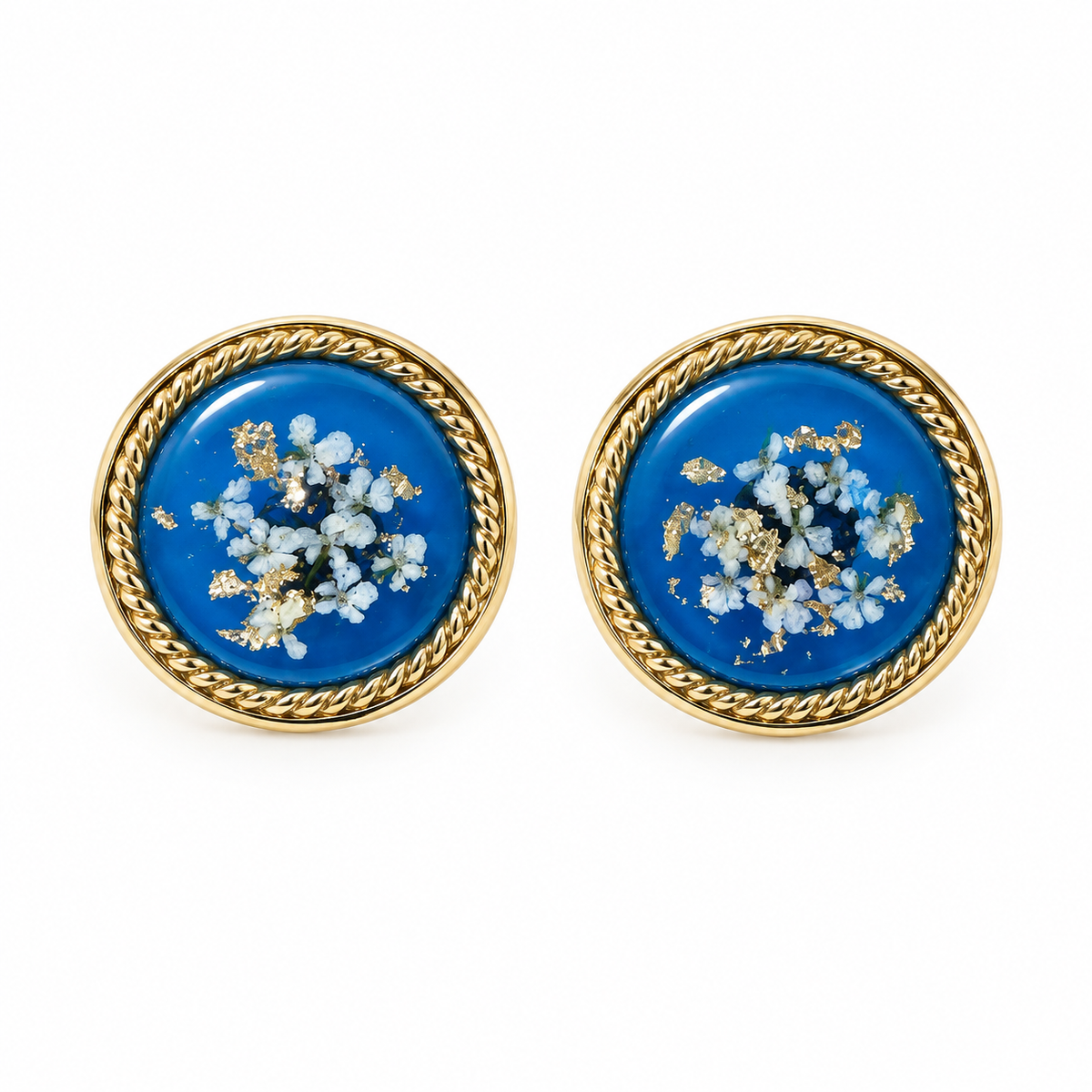Clous d’oreilles fleuris Bleu céleste