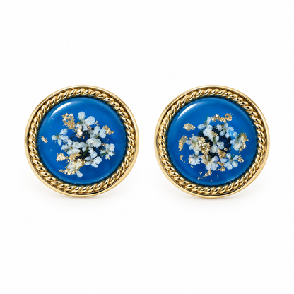 Clous d’oreilles fleuris Bleu céleste