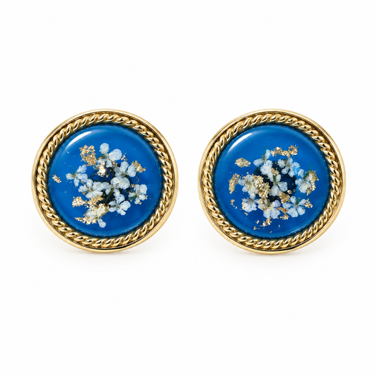 Clous d’oreilles fleuris Bleu céleste