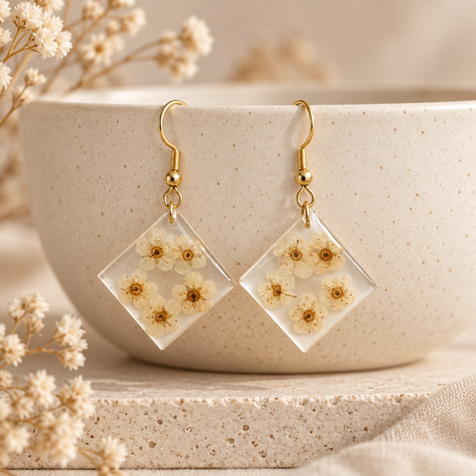 Boucles d’oreilles Carré jonquille