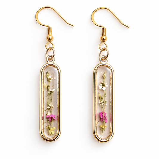 Boucles d’oreilles longues Rose tendre