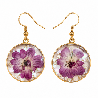 Boucles d’oreilles Ronde Rose mauve