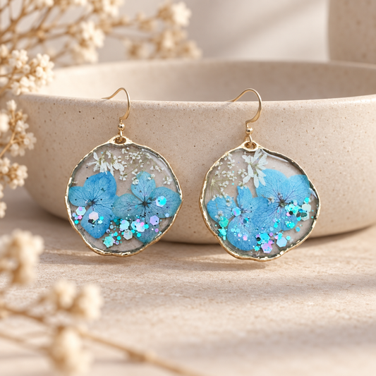 Boucles d’oreilles Bleu hortensia