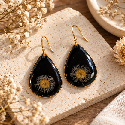 Boucles d’oreilles Marguerite de Minuit
