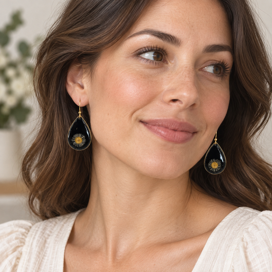 Boucles d’oreilles Marguerite de Minuit