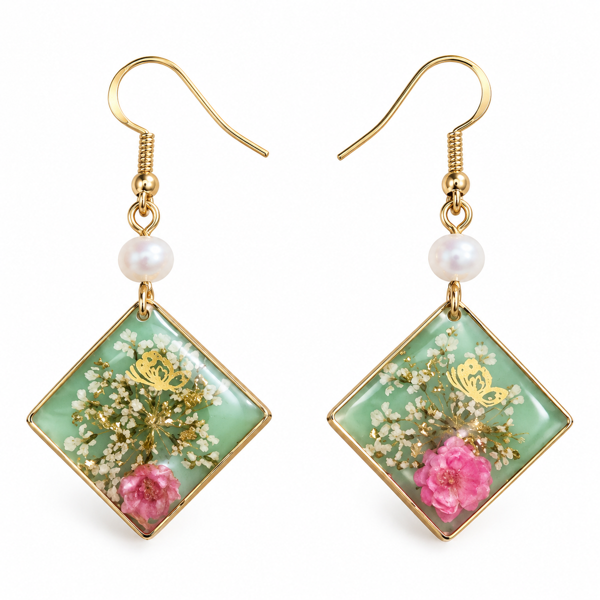 Boucles d’oreilles Géo Vert d’eau