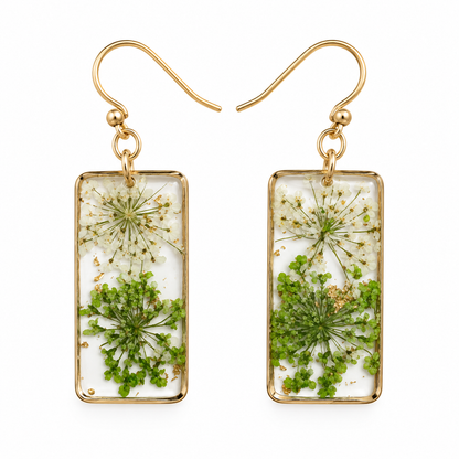 Boucles d’oreilles florales rectangulaires