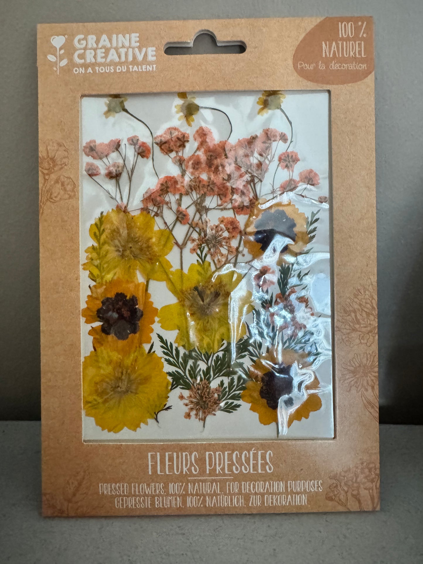 Fleurs de prairie naturelles pressées Jaune