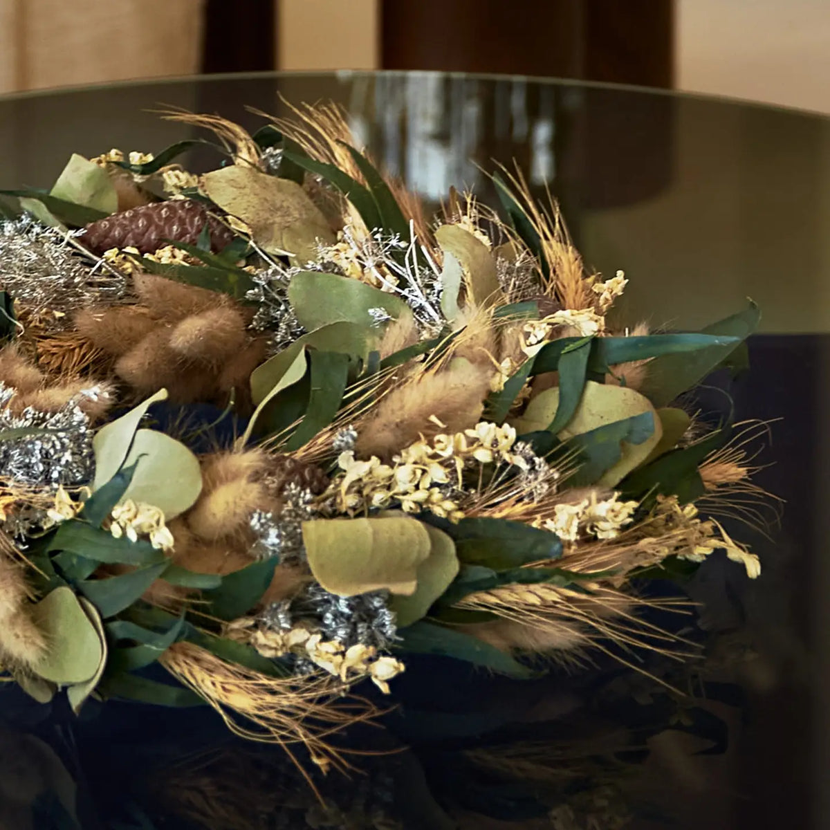 Couronne de fleurs Argent Givré