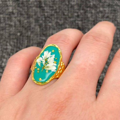 Bague florale Émeraude sauvage