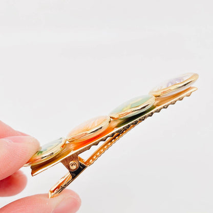 Barrette florale Jardin rosé