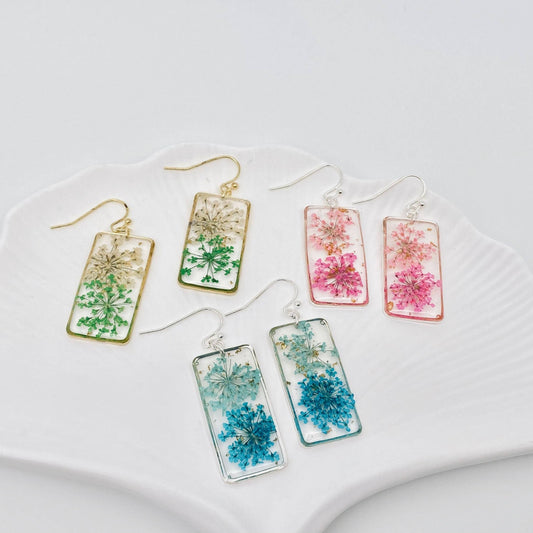 Boucles d’oreilles florales rectangulaires
